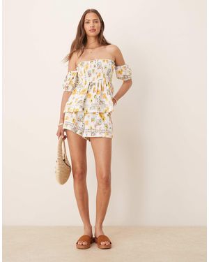 ASOS Lace Trim Shorts - Natural