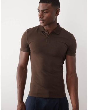 ASOS Essentials Muscle Fit Polo - Brown