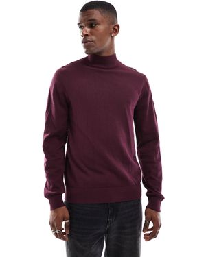Threadbare Pull à col montant en coton - bordeaux - Violet