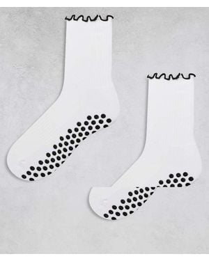 4505 Set Van 2 Paar Antislip Pilates-Sokken Met Geschulpte Rand - Metallic