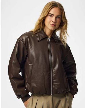 Pieces Chaqueta Bomber Acolchada Con Cremallera En Marrón