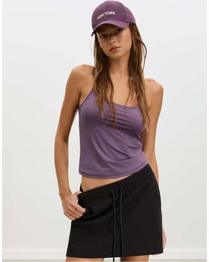 Stradivarius Top Senza Maniche Basic - Viola