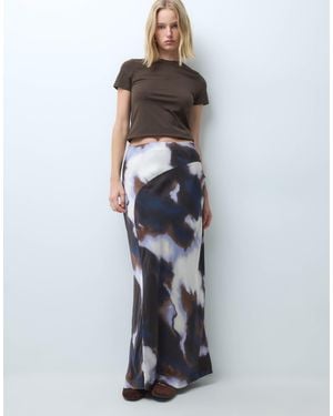 Vero Moda Asymmetric Waist Satin Maxi Skirt - Multicolour