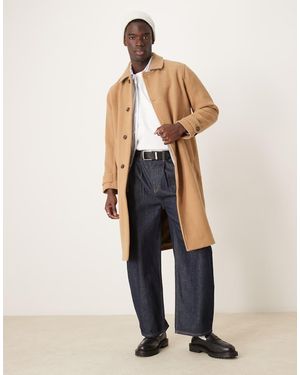 Abercrombie & Fitch Wool Blend Mac Coat - Natural