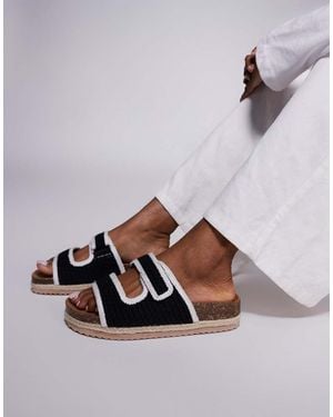 South Beach Double Strap Espadrille Sandals - Black