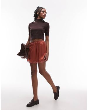 TOPSHOP – kurzer petticoat-rock aus satin - Rot