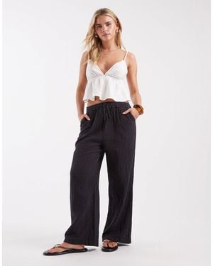 Only Petite Cheesecloth Wide Leg Trouser - Blue