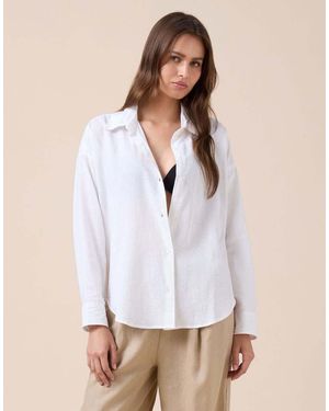 Calzedonia Short Linen And Viscose Shirt - White
