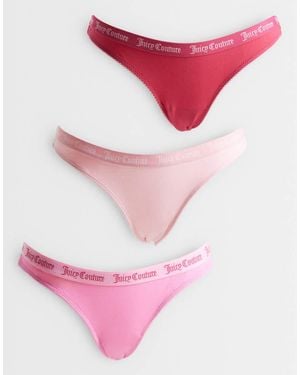 Juicy Couture Set Da 3 Slip Con Elastico Logato E Bordo Smerlato - Rosa
