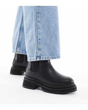 London Rebel Botines Chelsea Negros Con Suela Gruesa Emma De - Azul