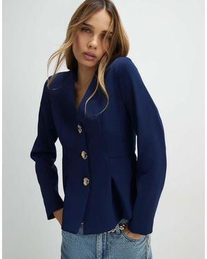 River Island Long Sleeve Pleated Jacket - Blue