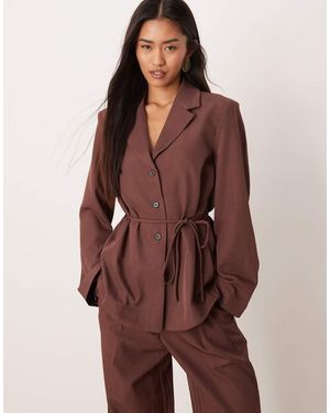 Y.A.S Tie Waist Blazer Co-ord - Brown