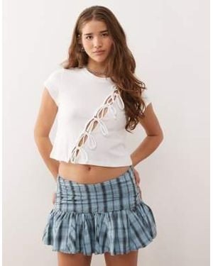 Noisy May Diagonal Tie Front T-shirt - White