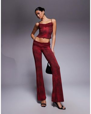 I.AM.GIA Beau Double Lace Trim V Front Fla Trouser Co-ord - Red