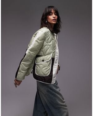 TOPSHOP Patchwork Quilted Liner Jacket - Gray