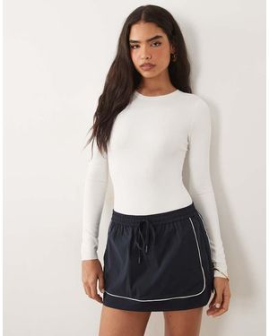GOOD AMERICAN Contrast Piping Detail Elasticated Waist Skirt - Blue