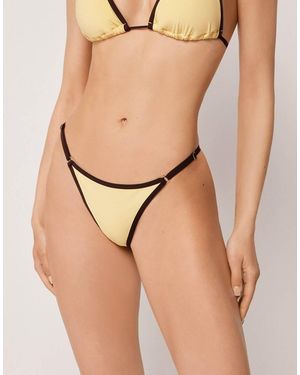 Calzedonia Piping Thong Bikini Bottom - Natural