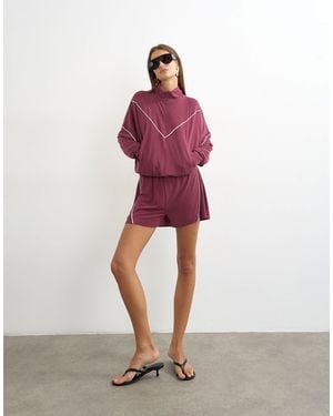 TOPSHOP Sports Piping Detail Shorts - Red