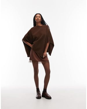 ASOS Gebreide Lange Poncho - Bruin