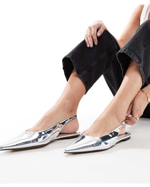 NA-KD Pointed Slingback Flat Shoes - Black