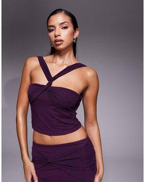 Edikted maggi Co-ord Knitted Backless Mesh Top - Purple