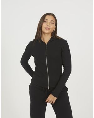 Brave Soul Sudadera Negra De Manga Larga Con Capucha Y Cremallera De - Negro