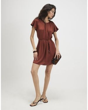River Island Satin Pleat Neck Mini Dress - Red