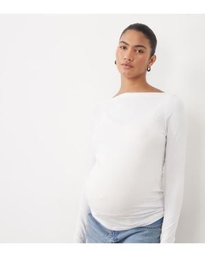 Mama.licious Mamalicious Maternity Long Sleeve Boat Neck T-shirt - White