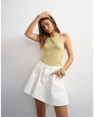 TOPSHOP – kurzer, weiter falten-jeansrock - Weiß