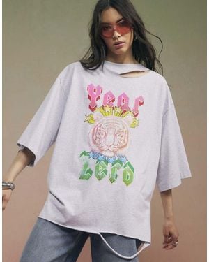 River Island Year Zero Tiger Boyfriend Fit T-Shirt - Grey