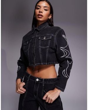 Liquor N Poker – kastige jeansjacke - Grau