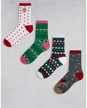 Vero Moda – 4er-pack weihnachtliche socken - Mettallic