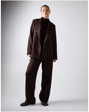 NARRATED Tailored Double-Breasted Blazer - Brown
