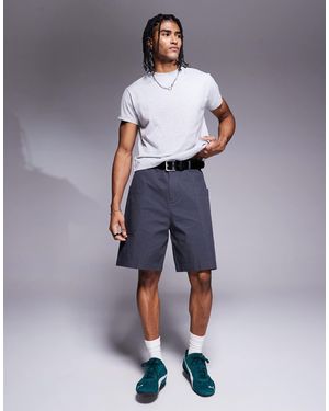 ASOS Mid Length Poplin Cargo Jort - Blue