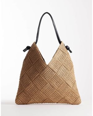 ASOS Cabas en paille tressée avec poignée tubulaire - Marron