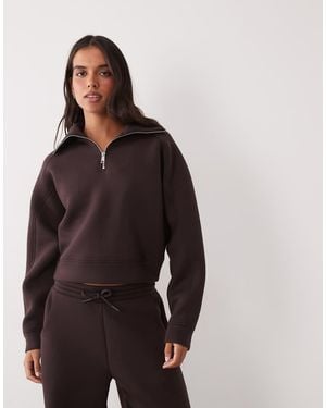 4505 Rest Day 1/4 Zip Cocoon Sweat - Brown