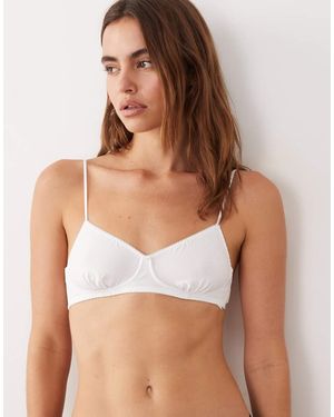 Cotton On Bralette De Media Copa De Punto Liso - Marrón