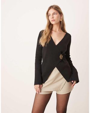Pretty Lavish Cardigan Taglio Lungo Asimmetrico - Nero