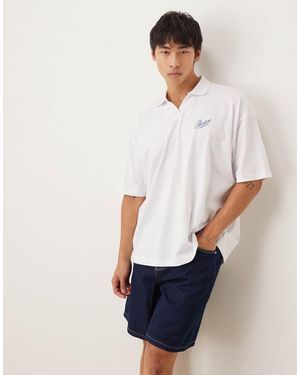 ASOS Polo Extragrande Con Estampado En La Espalda De - Blanco
