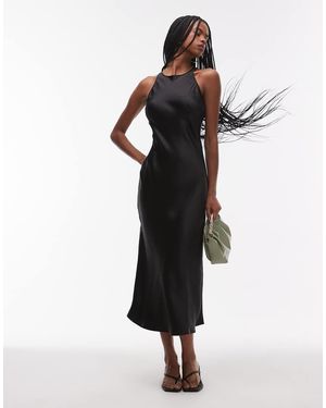 & Other Stories Bias Cut Satin Midi Dress - Black