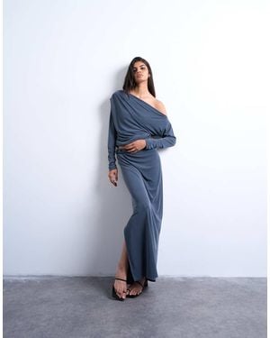 TOPSHOP Gedraaide Maxirok Van Cupro - Blauw
