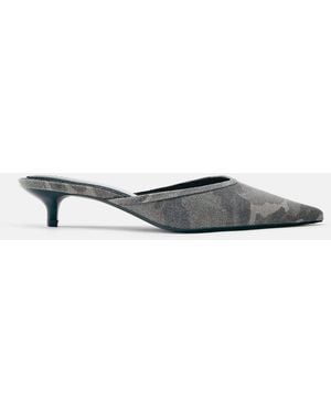 Pull&Bear Mules à talons imprimées es - Blanc