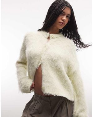 The Ragged Priest Fluffy Cardigan With Baby Back Graphic - Natural