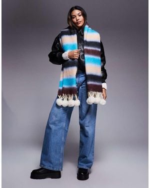 Kiwi & Co Frostbite Brushed Oversized Bobble Scarf - Blue