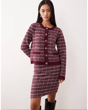 Vila Boucle Check Cardigan - Red