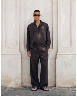 ASOS Pantaloni Fluidi A Fondo Ampio Marroni - Marrone
