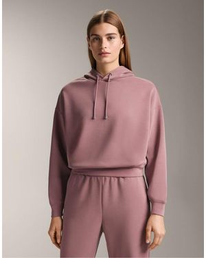 Oysho Hooded Boxy Sweatshirt With Brushed Modal - Green