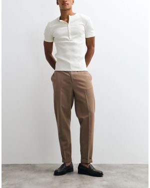 ASOS Smart Tapered Pants With Elastic Waist And Cuffed Hem - Gray