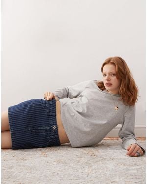 Collusion Stripe Denim Mini Skirt - Brown