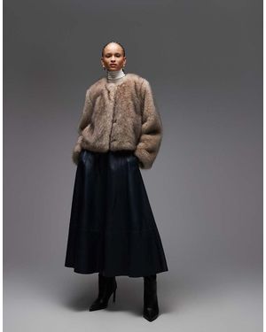 & Other Stories Cropped Faux Fur Jacket - Grey